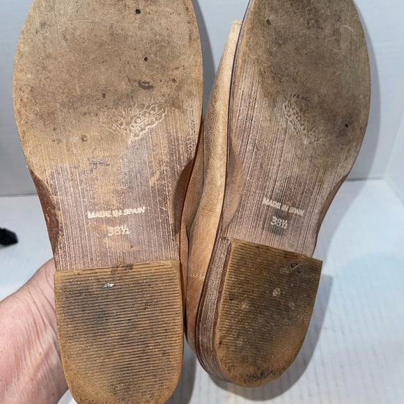 Free People Women's Shoes Size 7.5 Brown Leather Flats Slip On Peep Toe - Picture 9 of 9